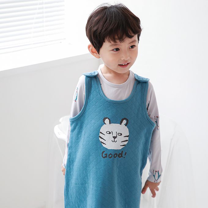 正韓 Cogibu - 極舒適無螢光劑 100% 有機棉幼兒/兒童鋪棉保暖防踢背心-小虎棒