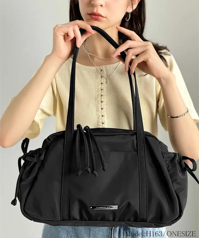 日本 Classical Elf - 輕盈可愛蝴蝶結肩背波士頓包-黑