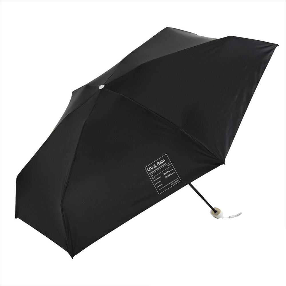 日本 nifty colors - 極小巧15cm 抗UV輕量 晴雨兩用折疊傘(遮光遮熱款)-黑 (直徑89cm/224g)-99.9%