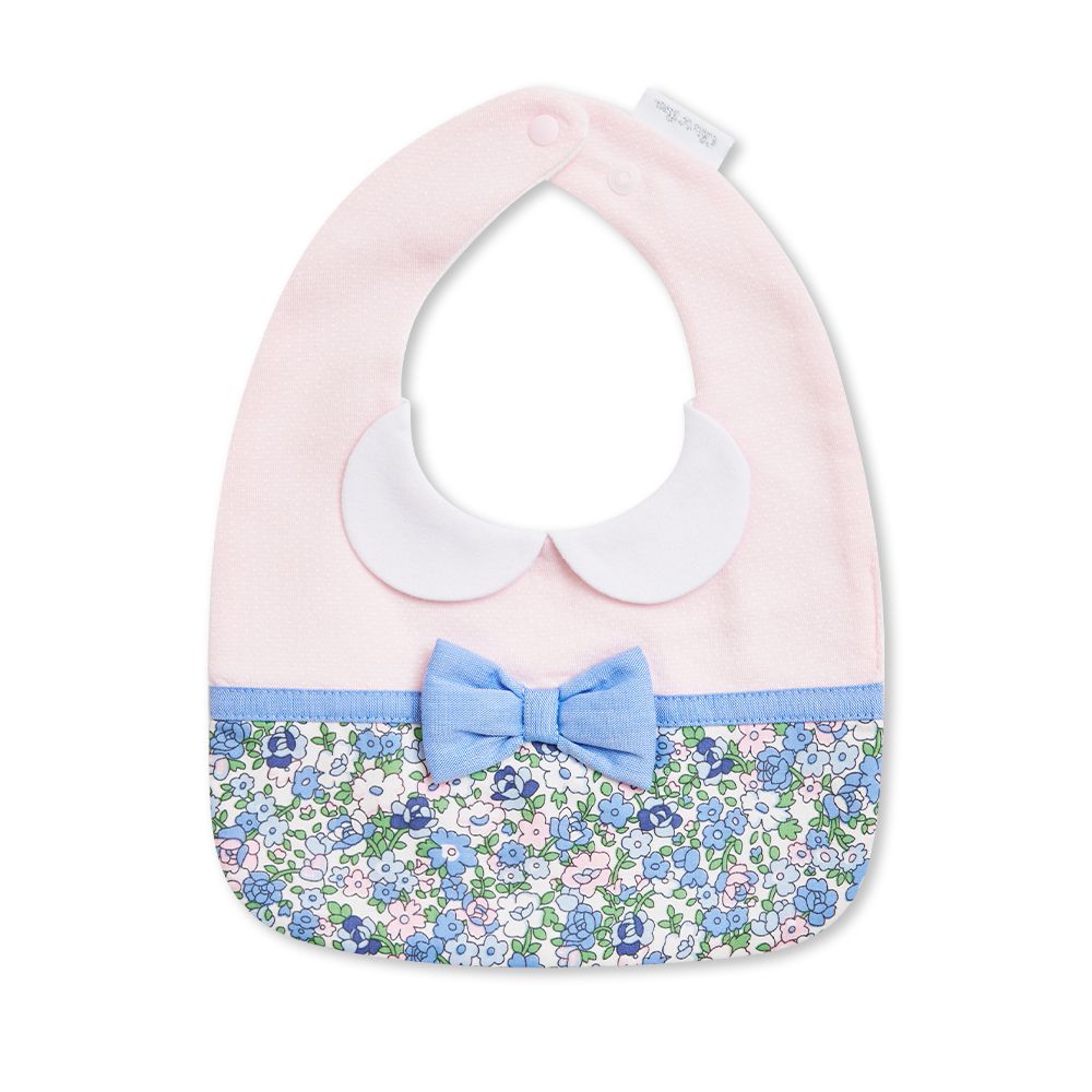 清新碎花造型圍兜(嬰兒圍兜 寶寶圍兜 口水巾 口水圍兜)-淺粉色