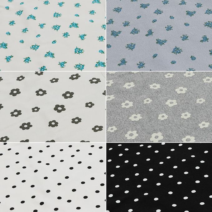 日本 Chil2 - 滿版印花羅紋合身內搭褲-小花-灰白