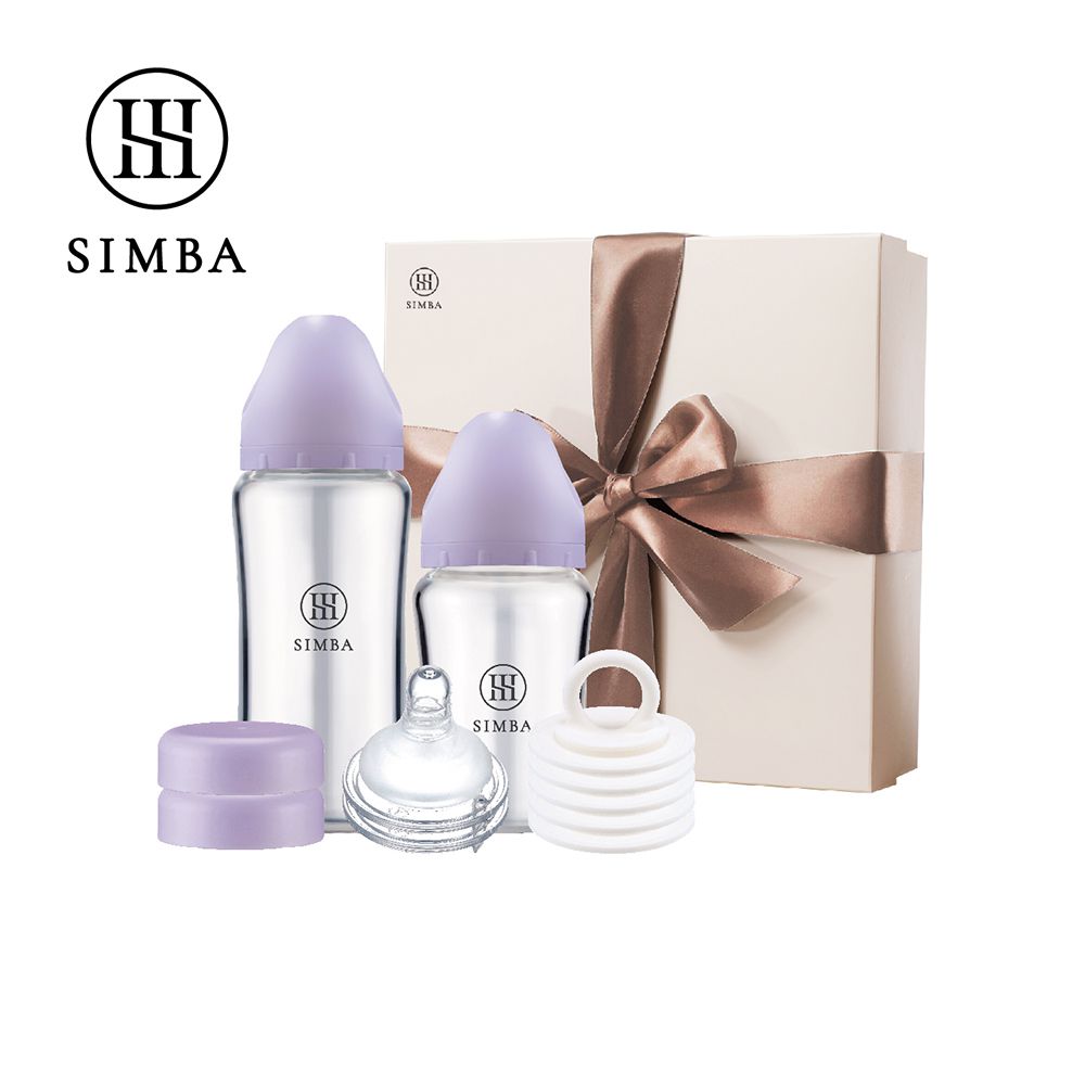 蘊蜜質金玻璃寬口奶瓶新生入門禮盒-紫芙