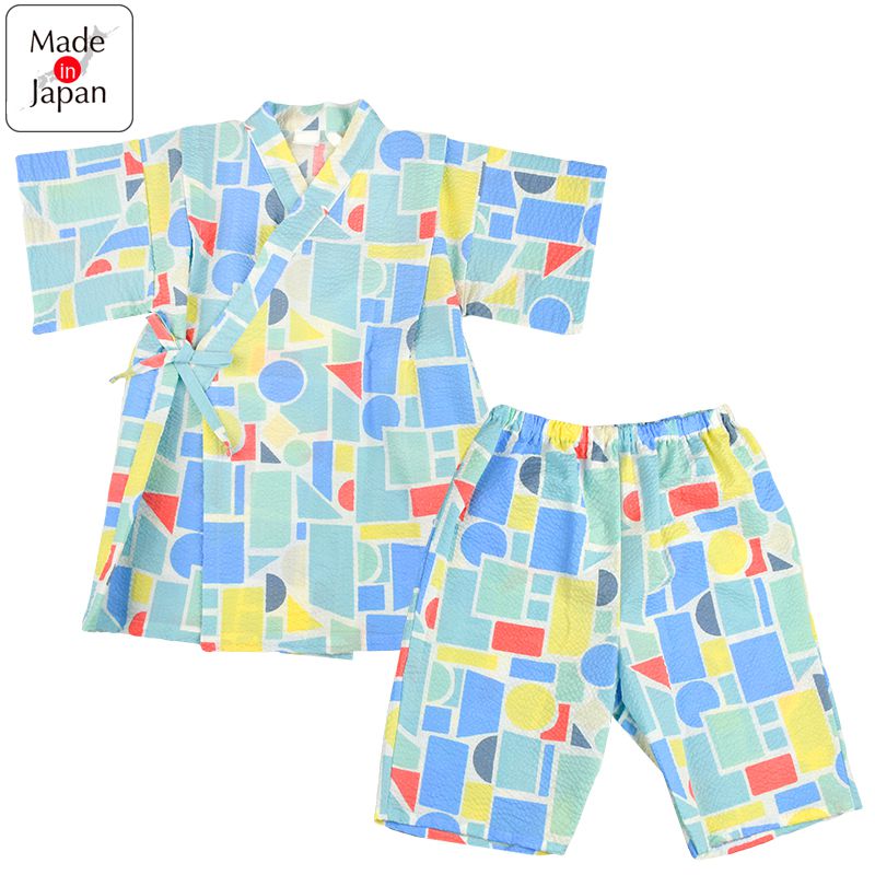 akachan honpo - 兩件式甚平-幾何圖案-藍色