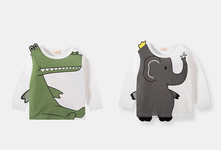 純棉圓領薄長袖上衣-胖胖大象