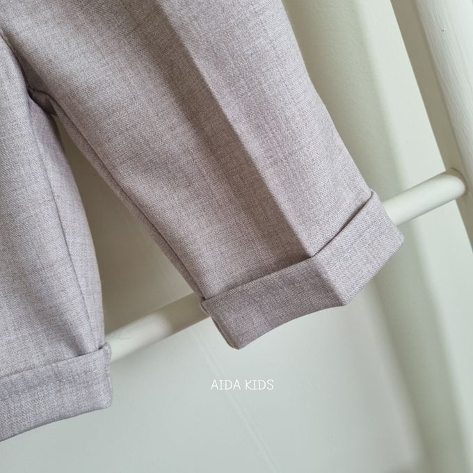 韓國 AIDA - 裝飾腰帶鬆緊腰直筒長褲-奶茶