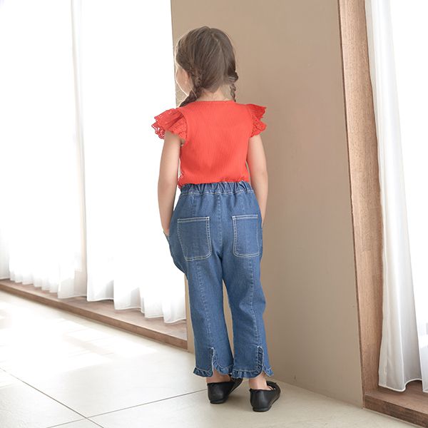 日本 Lycee mine - 彈力舒適荷葉邊七分褲-象牙白