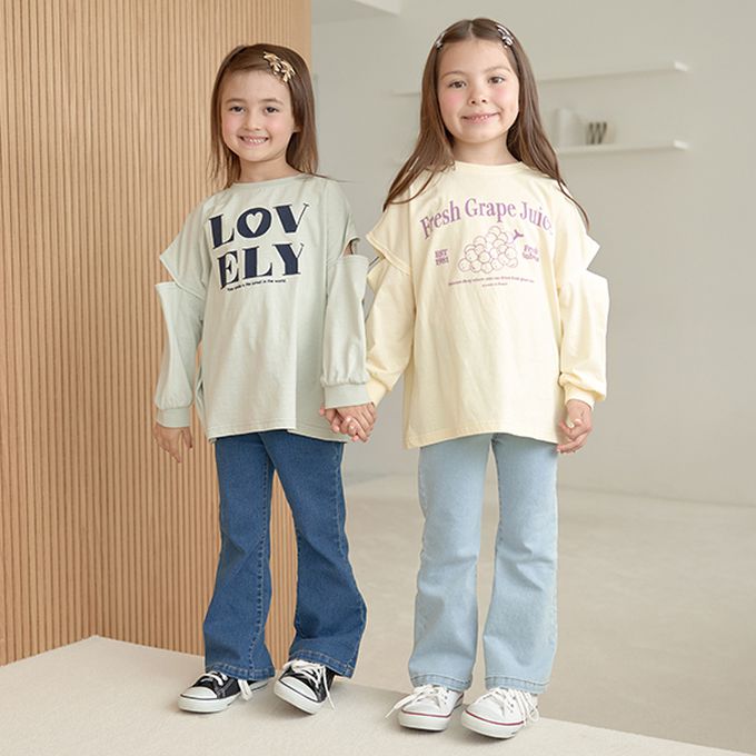 日本 Lycee mine - 休閒印花寬版開口長袖上衣-LOVLEY-粉紅