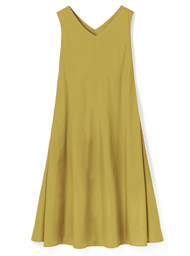 日本 GRL - 聯名款 極簡清爽V領無袖洋裝-簡約黑