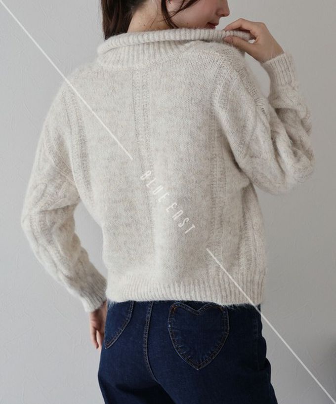 日本 BLUE EAST - 混羊毛麻花紋路立領雙拉鏈針織外套-灰