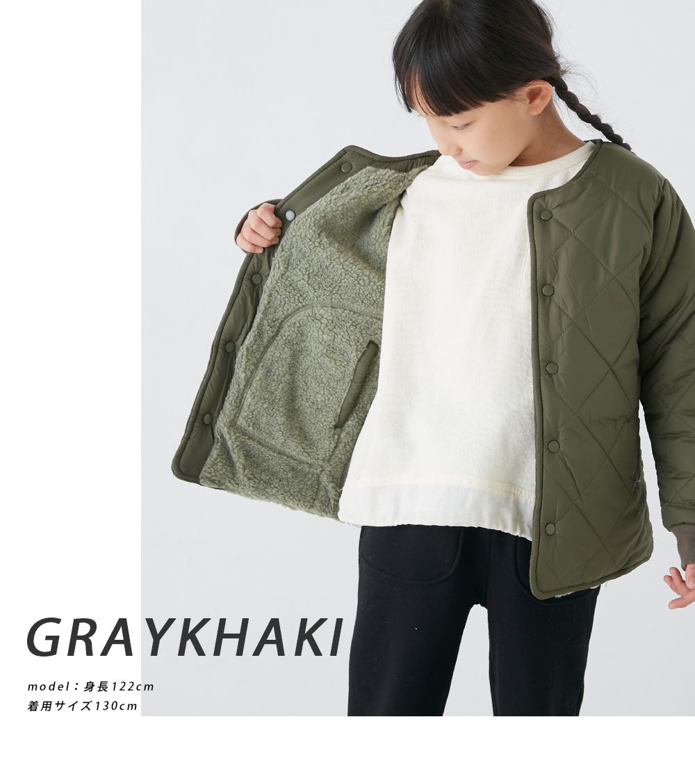 日本 OMNES - 2WAY兩穿絎縫泰迪熊保暖外套(兒童)-淺米杏