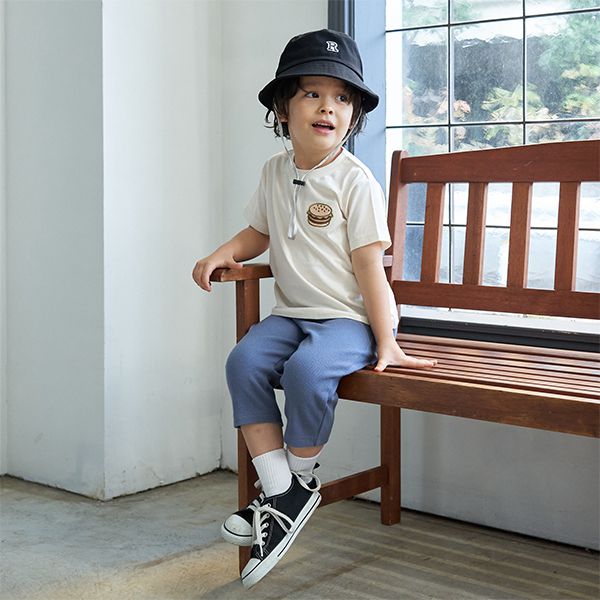 日本 b-ROOM - 胸前童趣印花短袖上衣-吉普車-水藍