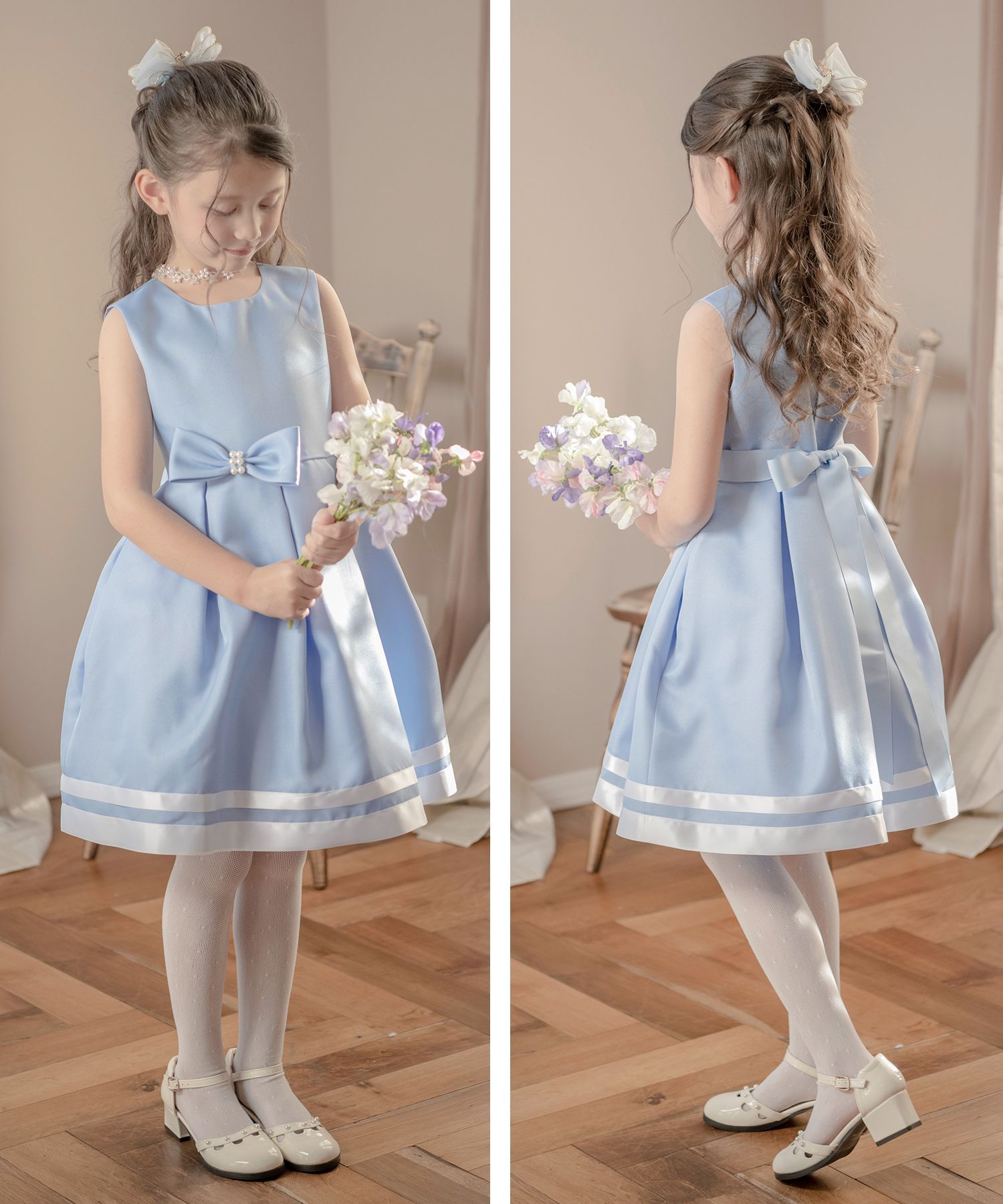 日本 Catherine Cottage - 珍珠蝴蝶結簡約法式洋裝/小禮服-粉紅