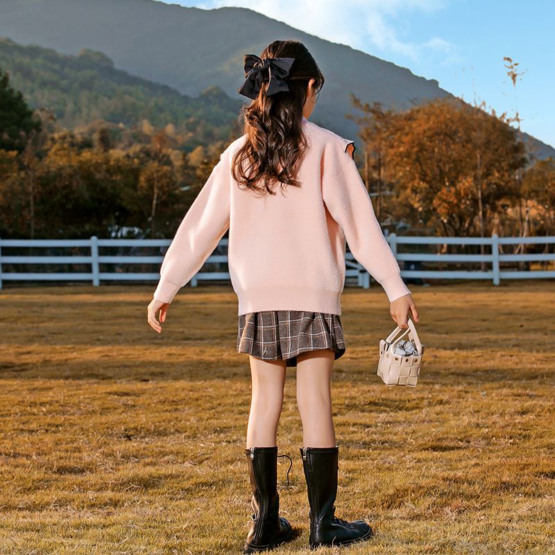 百搭秋冬針織毛衣-荷葉領小熊-米白