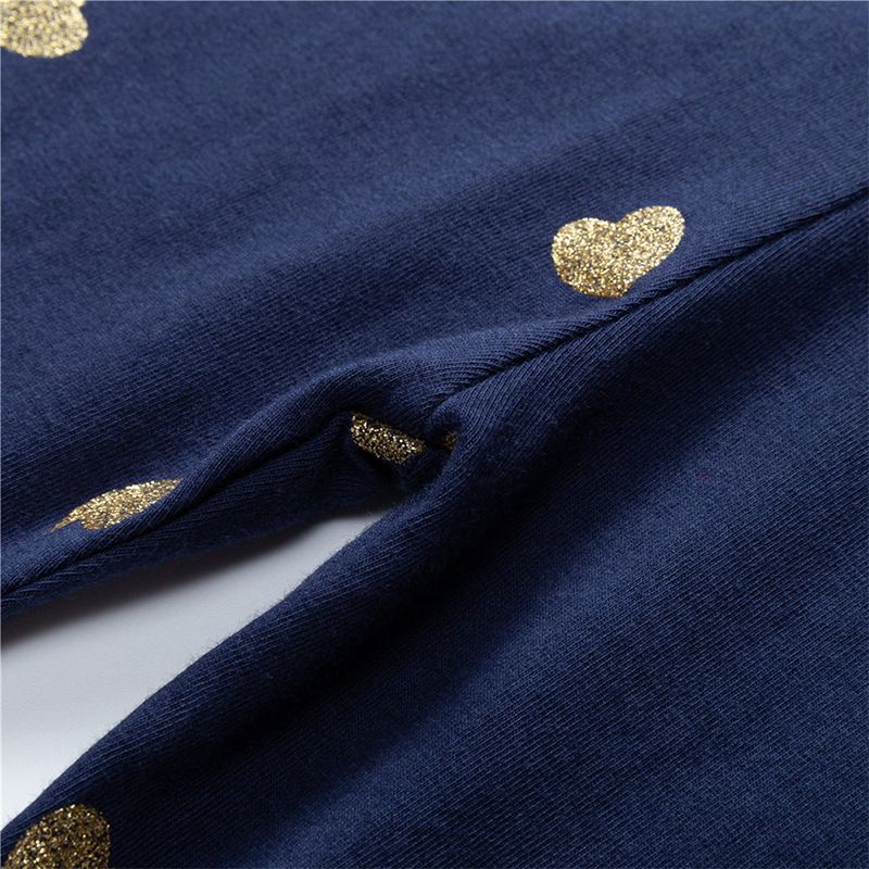 Jumping meters - 休閒腰鬆緊內搭褲-亮晶晶愛心-深藍色