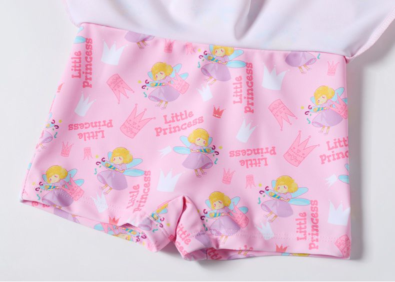 圓領五分袖連身泳裝-小天使-紫色