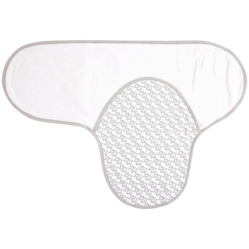 英國 JoJo Maman BeBe - 100%純棉懶人包巾(可包覆肚子/雙腳)-淺灰大象