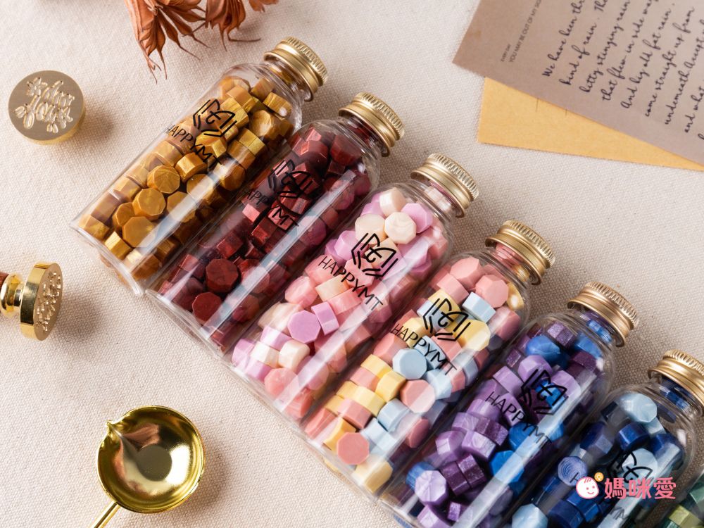 HAPPYMT - 客製火漆章封蠟超值組-金色蠟粒-25mm圓章