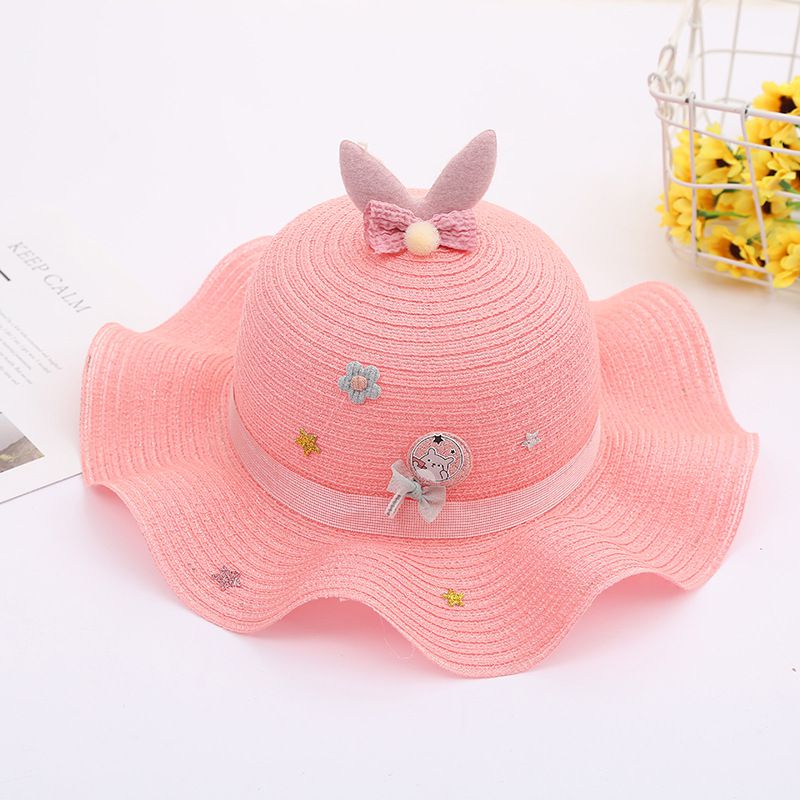 日系沙灘波浪邊草帽/遮陽帽-藍色 (建議2-6歲)