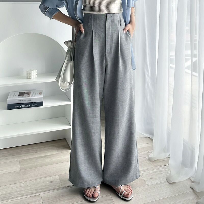 日本 Classical Elf - 俐落感修身西裝寬褲-經典黑