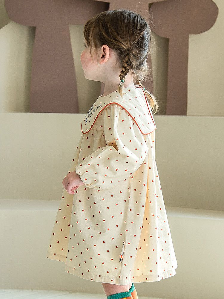 韓國Pimpollo - 動物印花圓點翻領洋裝-藍