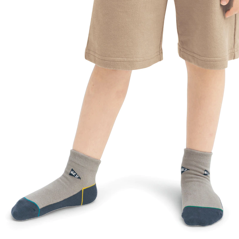 日本千趣會 - GITA 超值短筒襪五件組(鞋底深色設計)-星星條紋-灰米橘