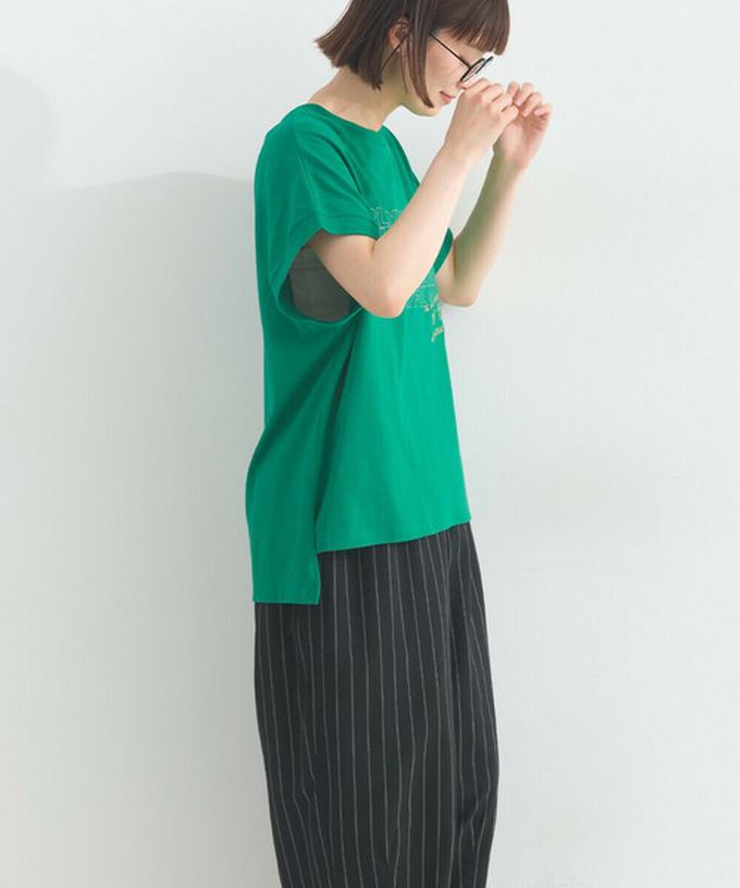 日本 Lupilien - 16OE天竺棉 法式英文標語短袖上衣-黑