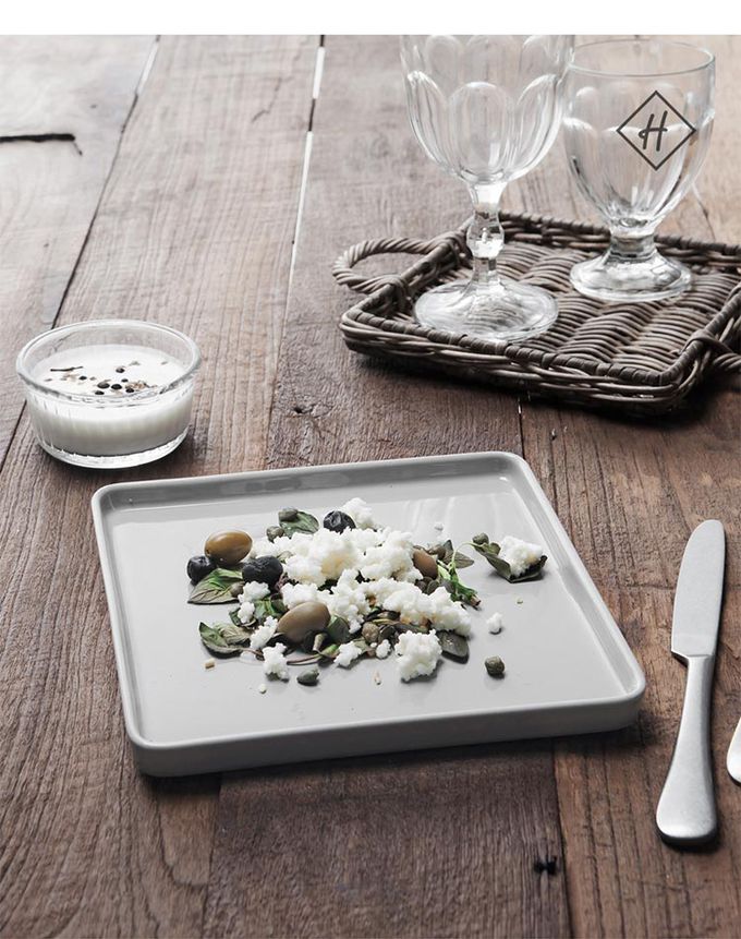 韓國 SSUEIM - LEED系列莫蘭迪陶瓷方形淺盤19cm (粉色)