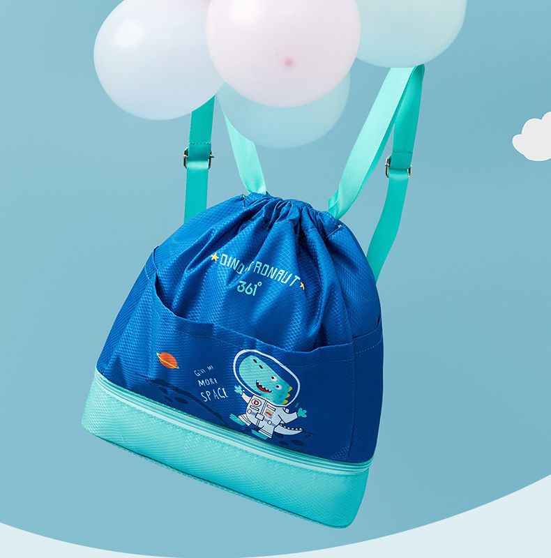 乾濕分離兒童游泳包-太空恐龍-藍色 (34x9x39cm)