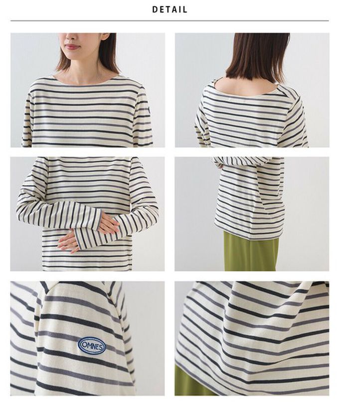 日本 OMNES - [必收款]100%棉 條紋船領長袖上衣-粉紅x白