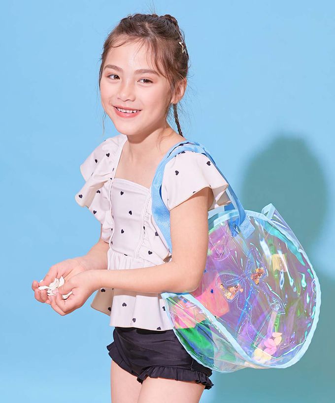 日本 devirock - 獨角獸色系閃亮PVC游泳/玩水包-愛心-粉紅