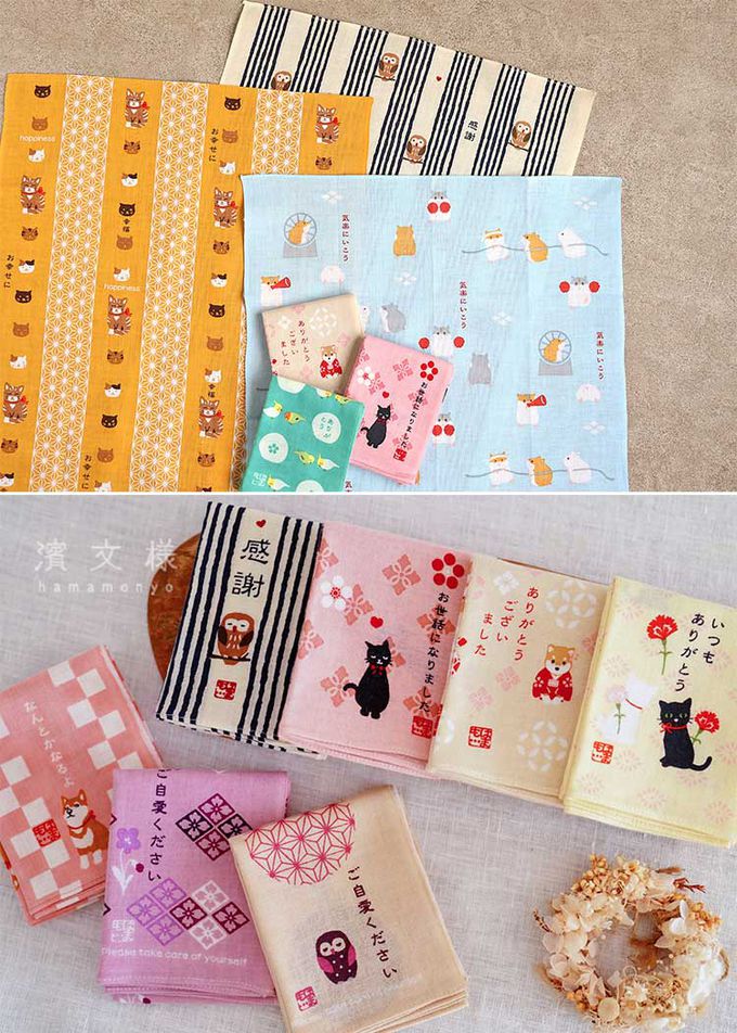 日本濱文樣 hamamo - 【日本濱文樣hamamo】日本製純棉長方形手帕/毛巾2入組-栗子柴柴款