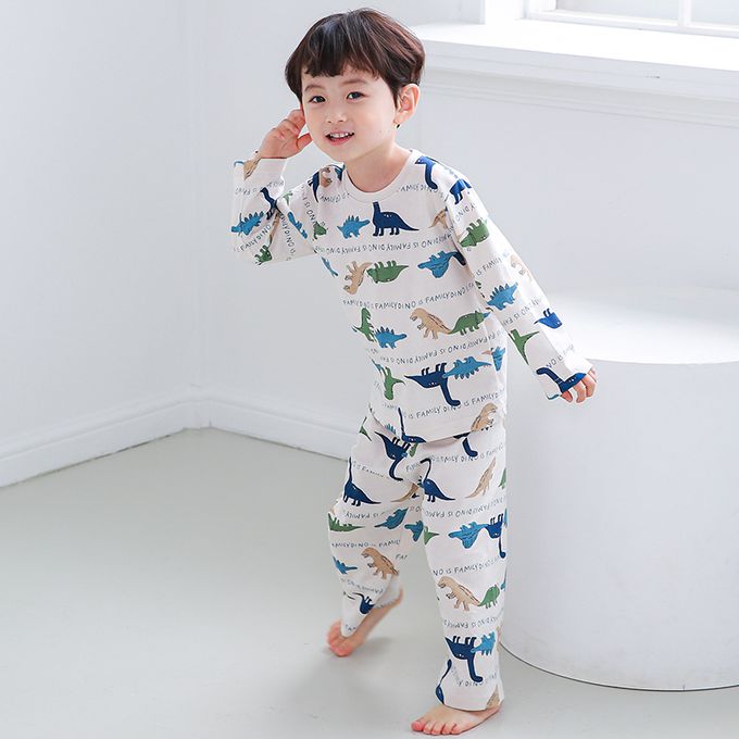 正韓 Cogibu - 極舒適無螢光劑 100% 有機棉幼兒/兒童睡衣/家居服套裝組-恐龍家族