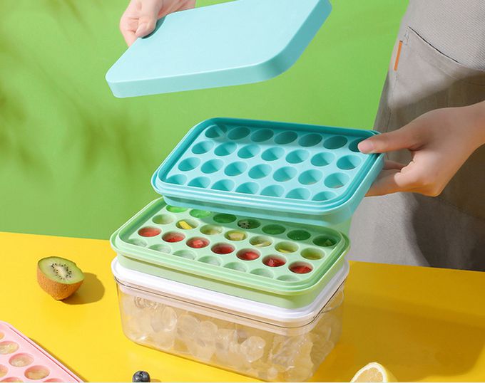 Vanibaby - 按壓式製冰盒 單層含蓋28格 (大容量 秒脫 玫瑰造型 附冰夾 蓋子)-顏色隨機
