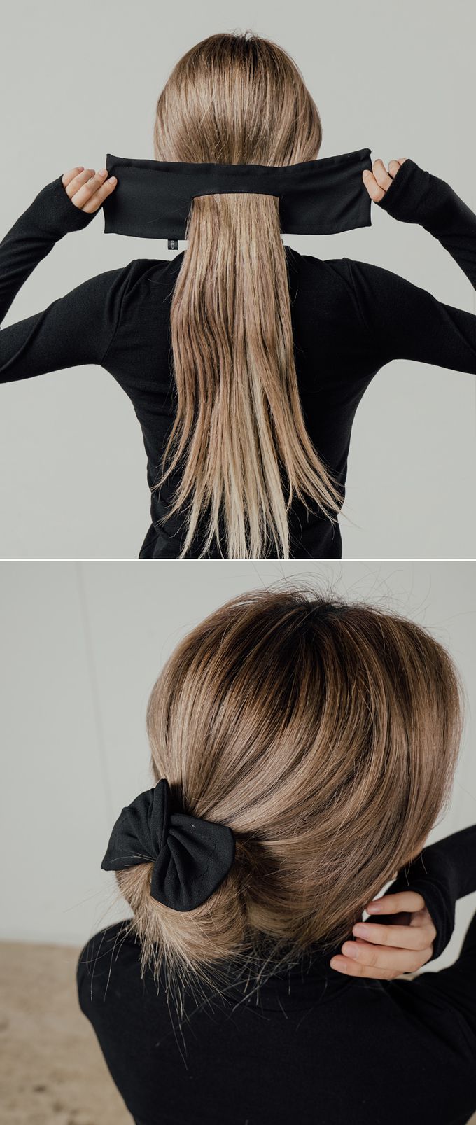 韓國 Soo&Soo - 韓式丸子頭編髮髮飾(素色)-黑 (約33*9.5cm)