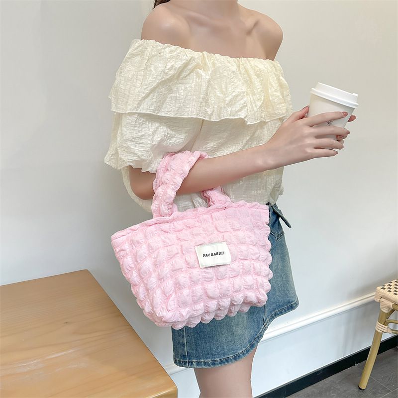 奶油泡泡雲朵手提包/托特包-紫色 ((19+12)x17x10cm)