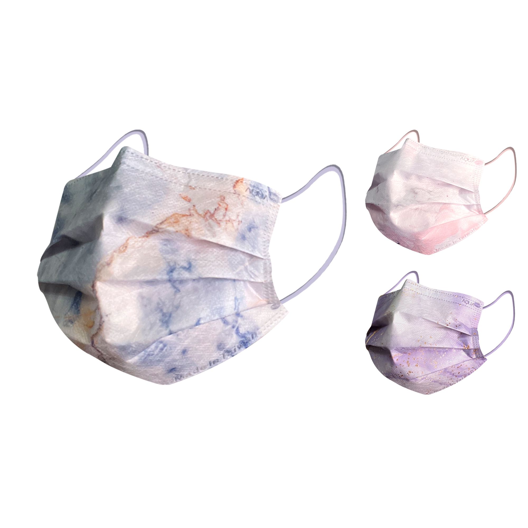 【水舞】摩達客-水舞醫用口罩-摩達客推薦-組合品30入/盒*2盒(3種花色)-雲岫組合-粉藍、粉紅白、粉金紫