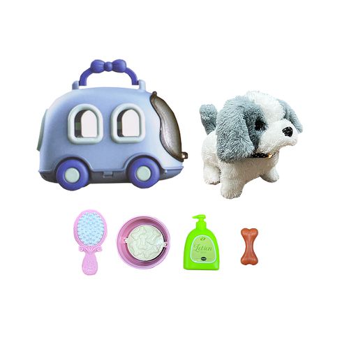 可愛電動寵物-小狗 附寵物行李箱藍色