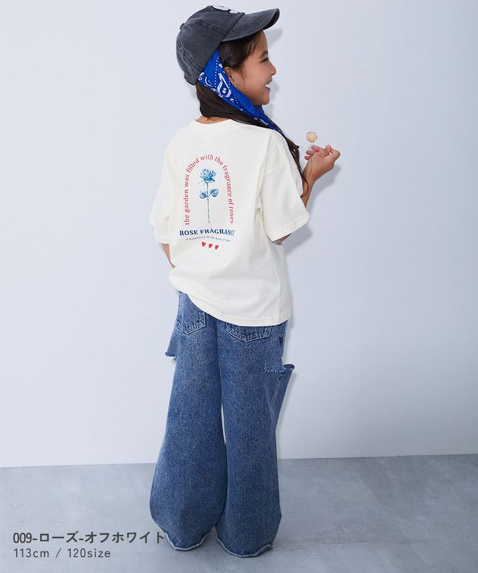 日本 devirock - 100%棉 定番可愛女孩印花短袖上衣-玫瑰-淺紫