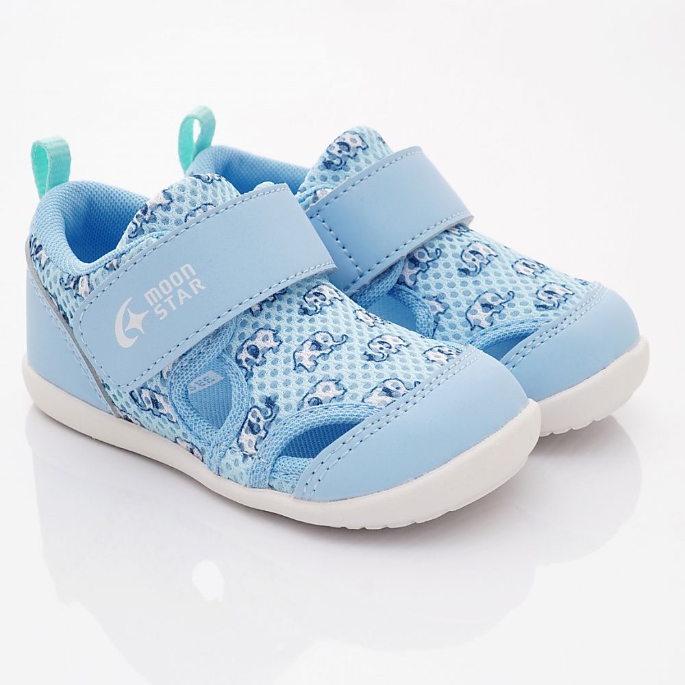 MOONSTAR日本月星 - 可愛大象寶寶機能學步鞋(寶寶段)-淺藍