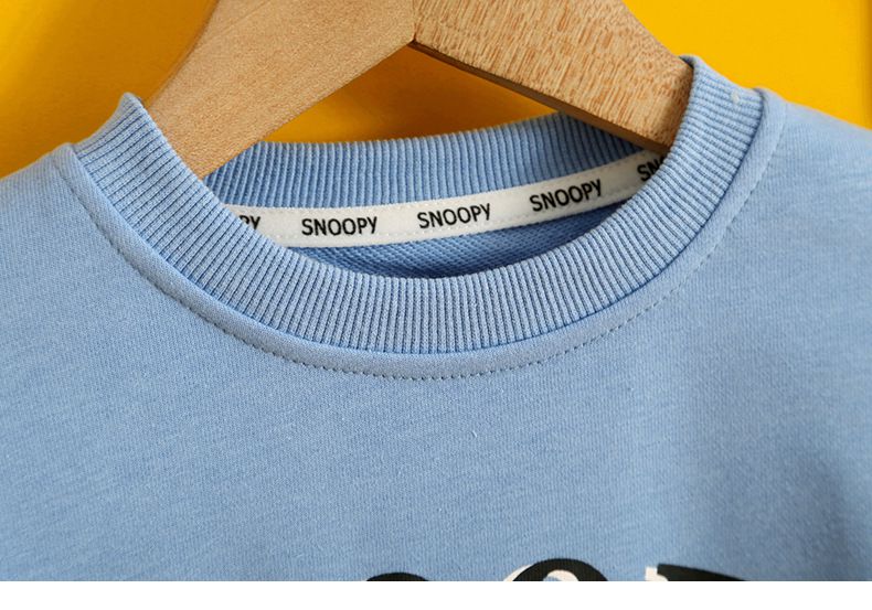 卡通人物史努比假兩件長袖套裝-斜眼SNOOPY-灰色