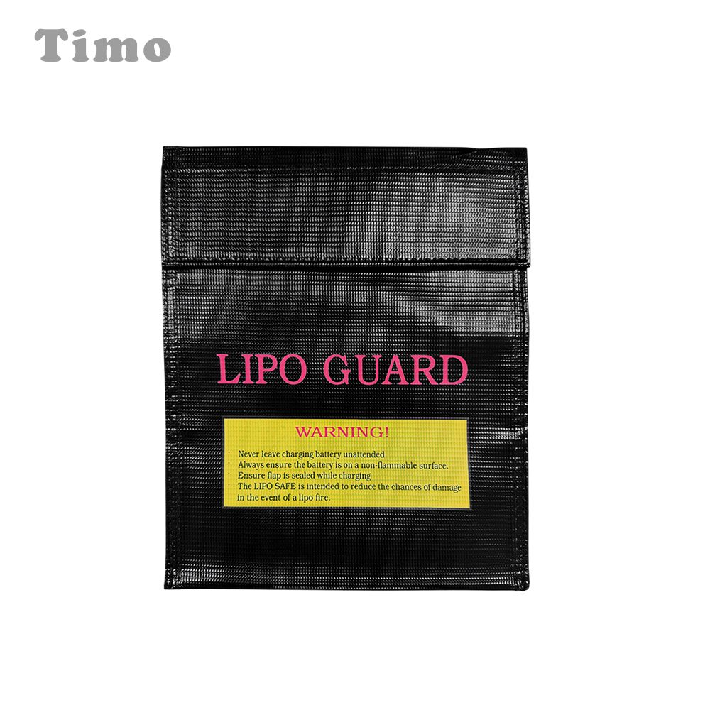 【Timo】行動電源安全收納袋防火防爆袋 阻燃袋-魔鬼氈式-黑色 (18x23cm)