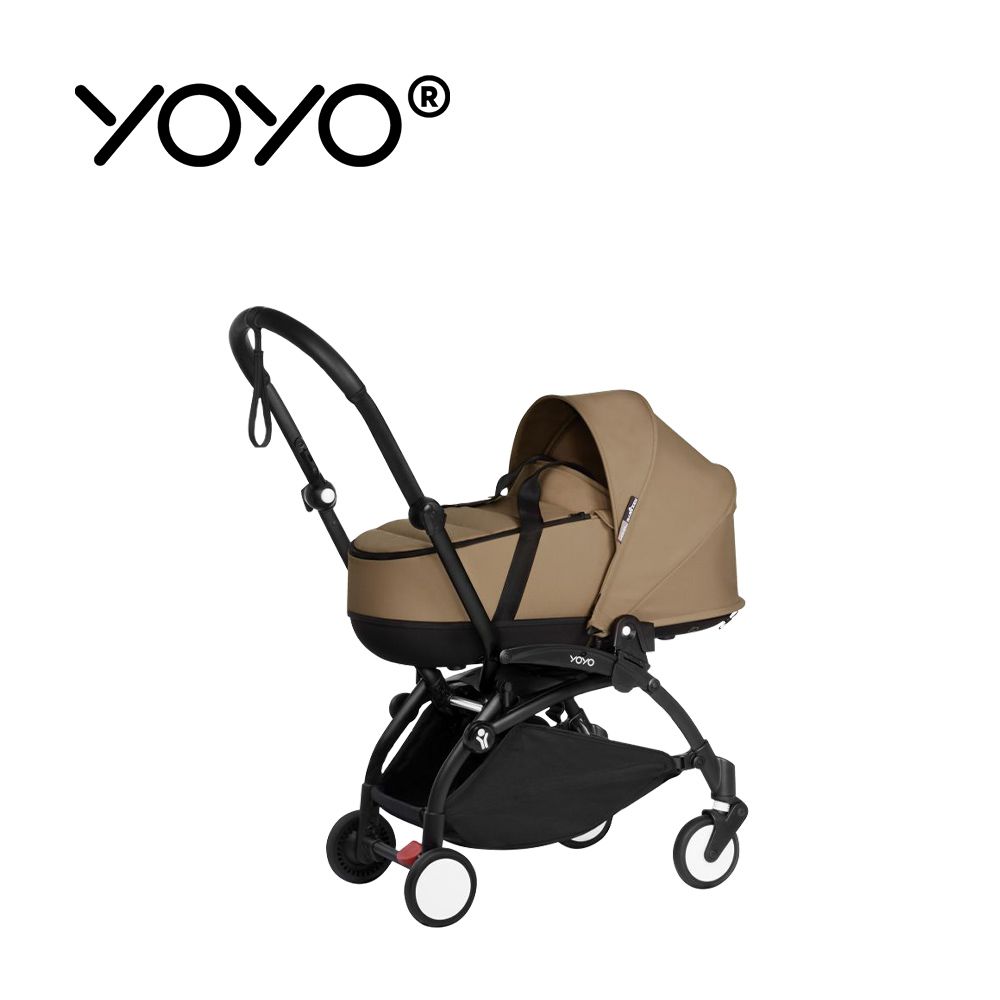 Stokke - YOYO² 法國 Bassinet 0+新生兒睡籃推車(含車架)-黑色車架+太妃糖褐色睡籃