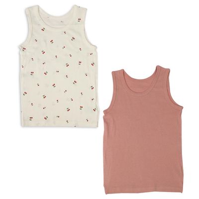 akachan honpo - 坦克背心2件組-速乾 櫻桃-粉紅色