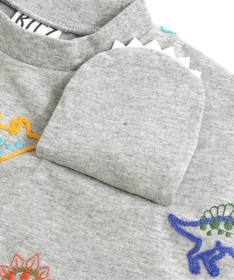日本 BIT'Z - 彩色刺繡滿版恐龍短袖上衣-灰