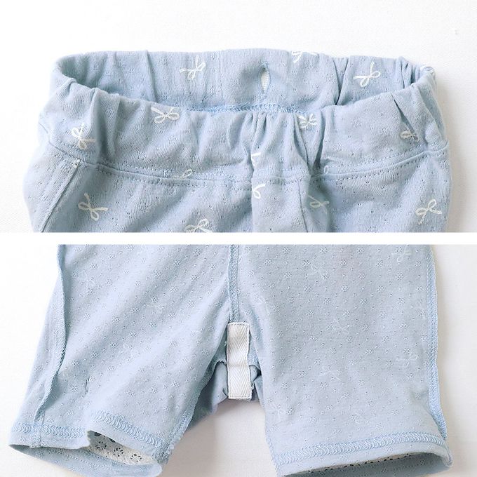 日本 ZOOLAND - 滿版蝴蝶結蕾絲滾邊短褲-貝殼口袋-米杏