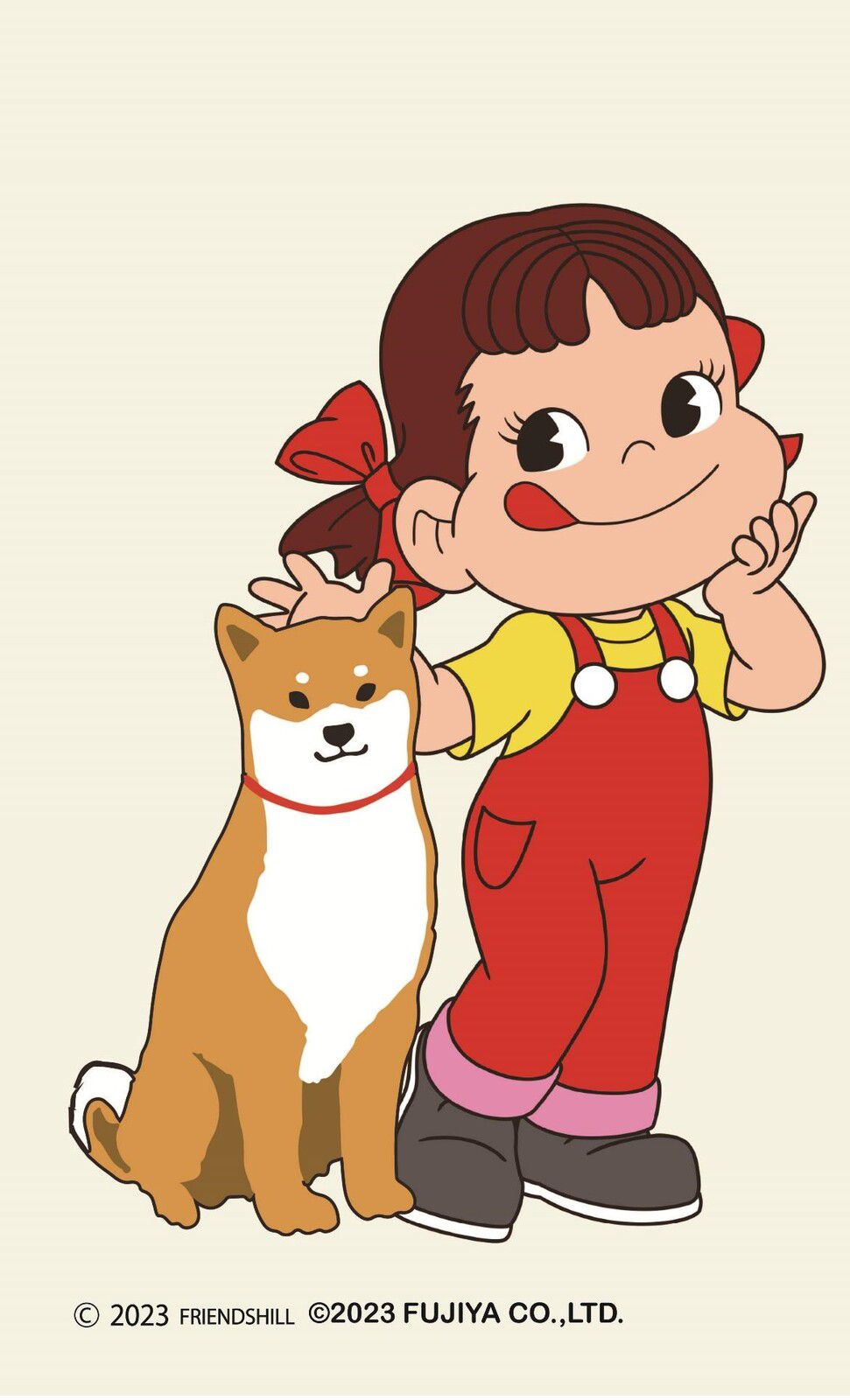 日本 friendshill - peko聯名款 刺繡柔軟針織保暖長襪-奶茶 (22-25cm)