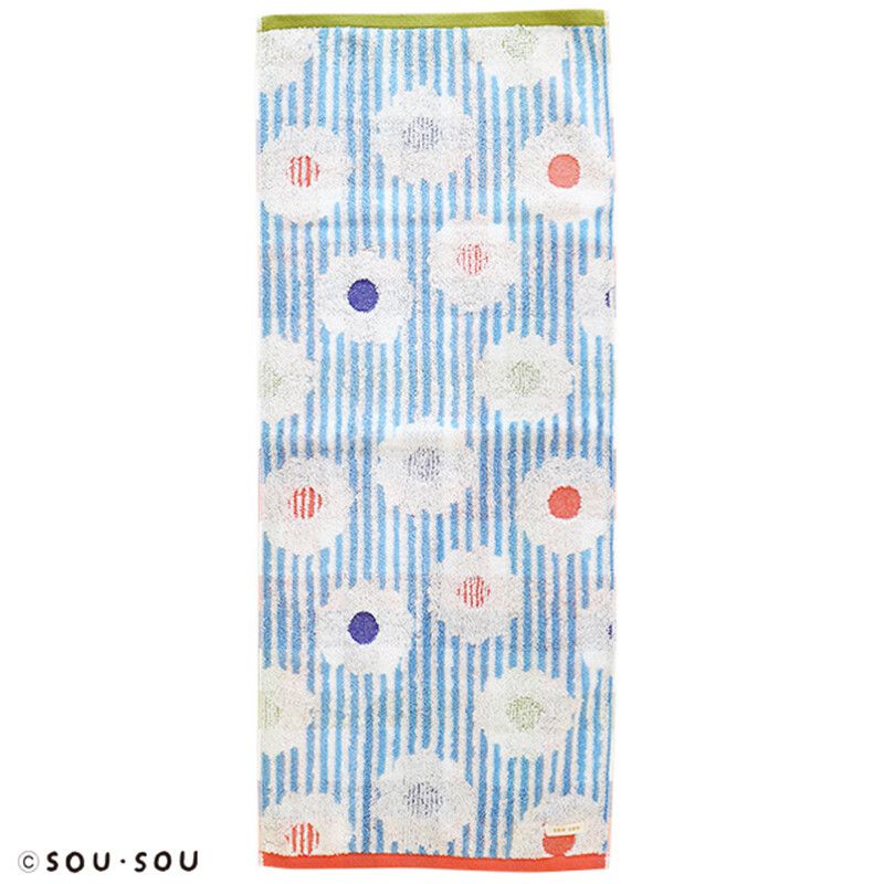 日本代購 - 【SOU·SOU】日本製今治純棉刺繡長毛巾-白菊 (34x80cm)