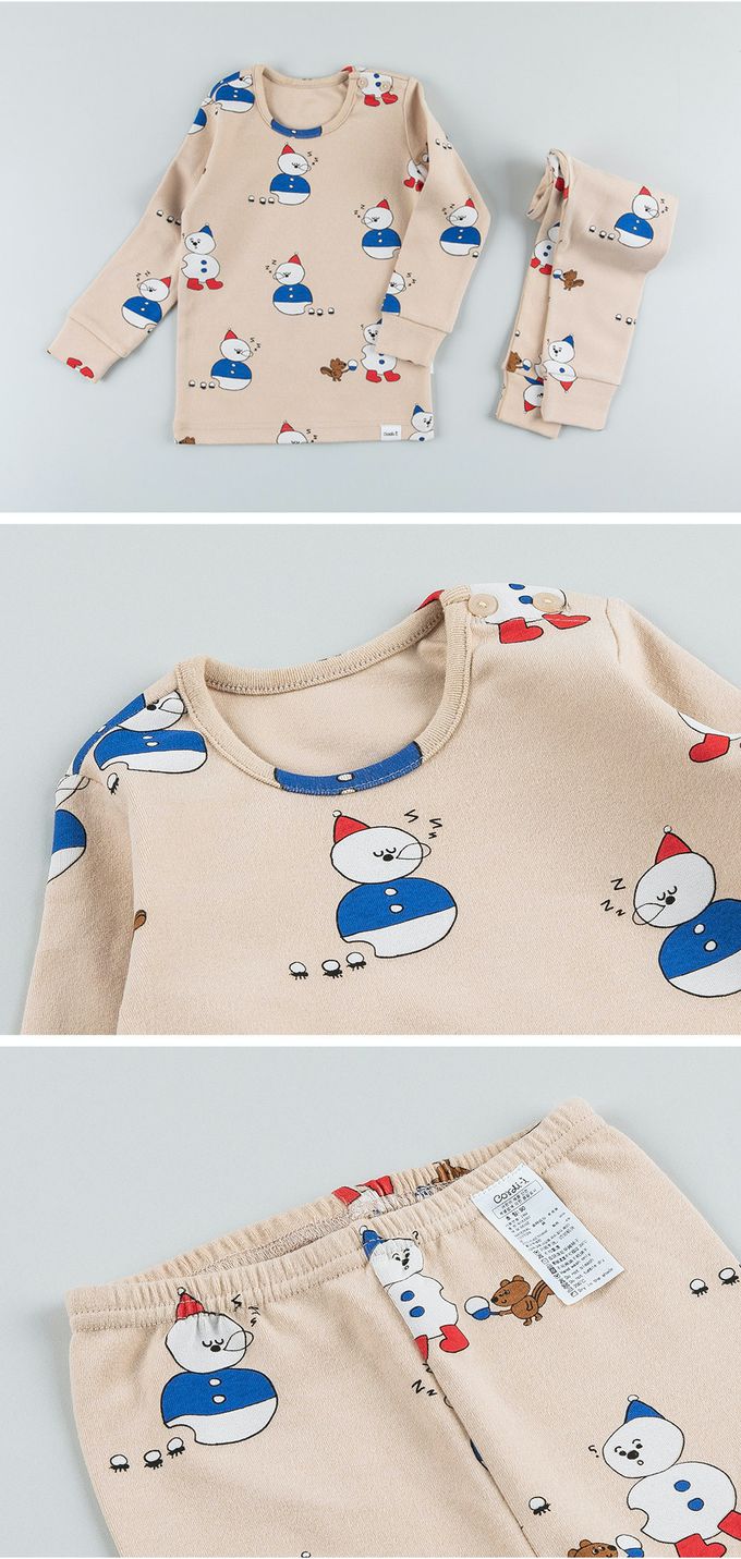 韓國 Cordi-i - 桃皮絨長袖家居服-聖誕雪人-米膚