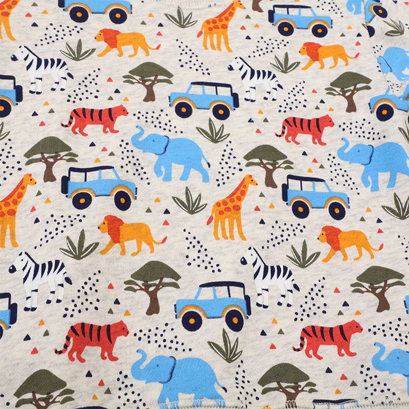 Jumping meters - 圓領棉質長袖上衣/大學T-熱帶動物森林-灰色