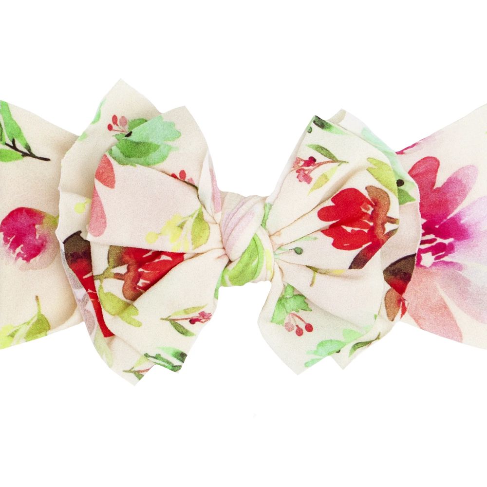 美國baby bling - 純手工極優雅細緻輕柔微彈性/毫無束縛感蝴蝶結髮帶/髮飾_印花菲比系列-夏焰雛菊